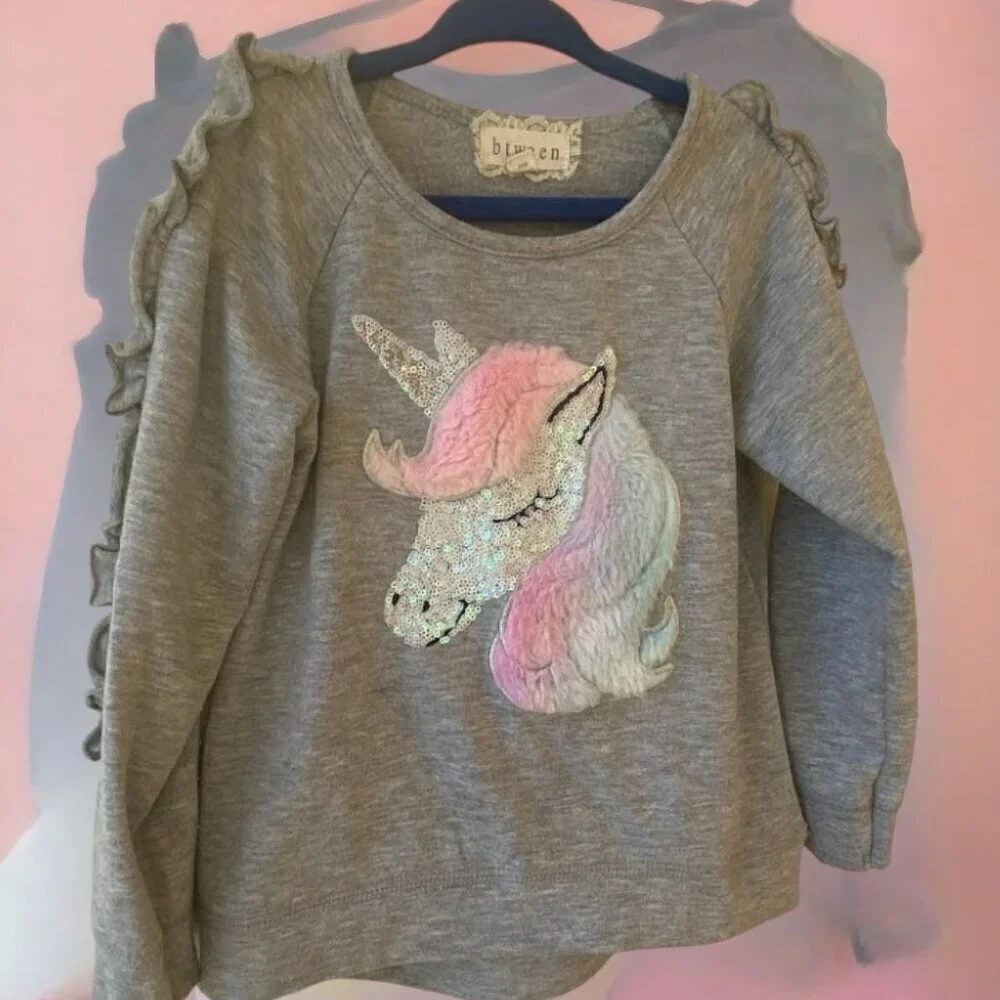 btween Unicorn Applique Sequin Sweatshirt